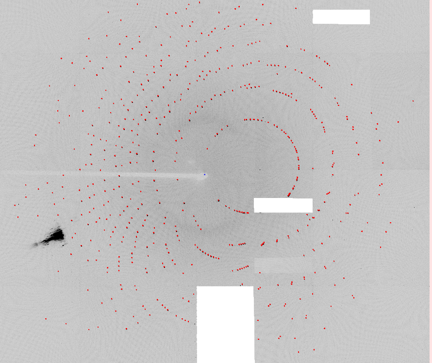 Spot finding results on the first image